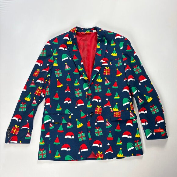 Shinesty Other - Shinesty Mens Christmas Suit Jacket Navy Blue Sz 46 Santa Elf Gift Holiday